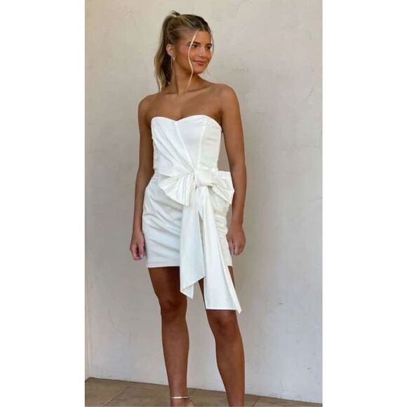 French Connection White Florida Summer Strapless Mini Dress Size 6 - Picture 2 of 12